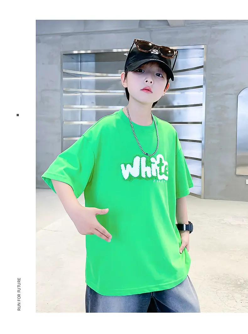 Boys Green Cotton T-Shirt 2026 Summer Ice Feel — feature 15
