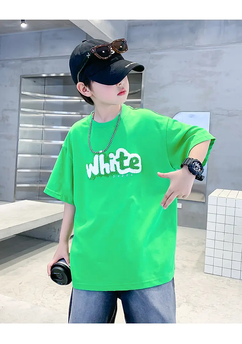 Boys Green Cotton T-Shirt 2026 Summer Ice Feel — feature 18
