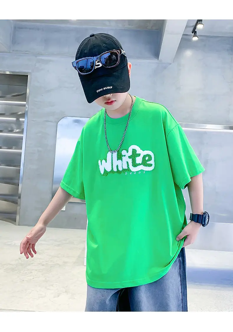Boys Green Cotton T-Shirt 2026 Summer Ice Feel — feature 19