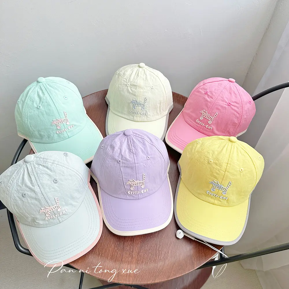 Girls Sun Hat Pink White Duck Print Cap - Image 14