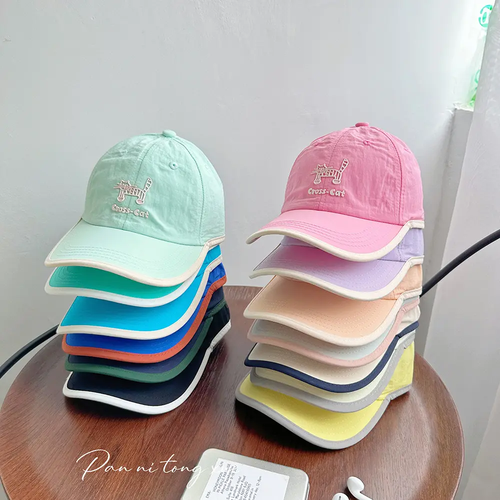 Girls Sun Hat Pink White Duck Print Cap - Image 15