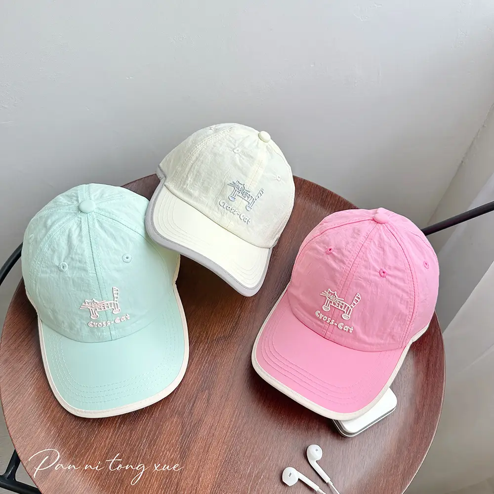 Girls Sun Hat Pink White Duck Print Cap - Image 16