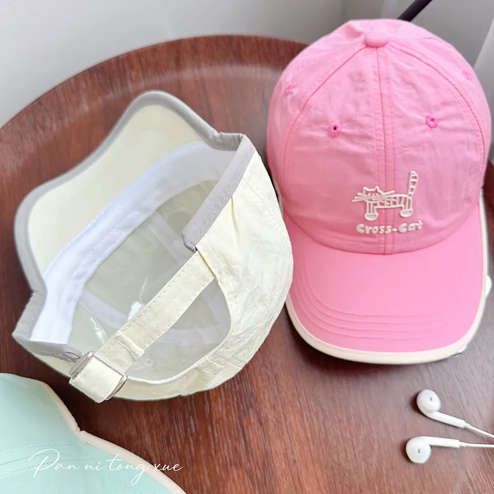 Girls Sun Hat Pink White Duck Print Cap - Image 17