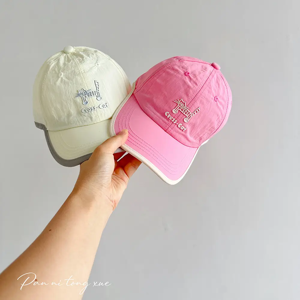 Girls Sun Hat Pink White Duck Print Cap — feature 23