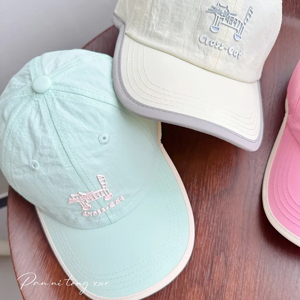 Girls Sun Hat Pink White Duck Print Cap — feature 25