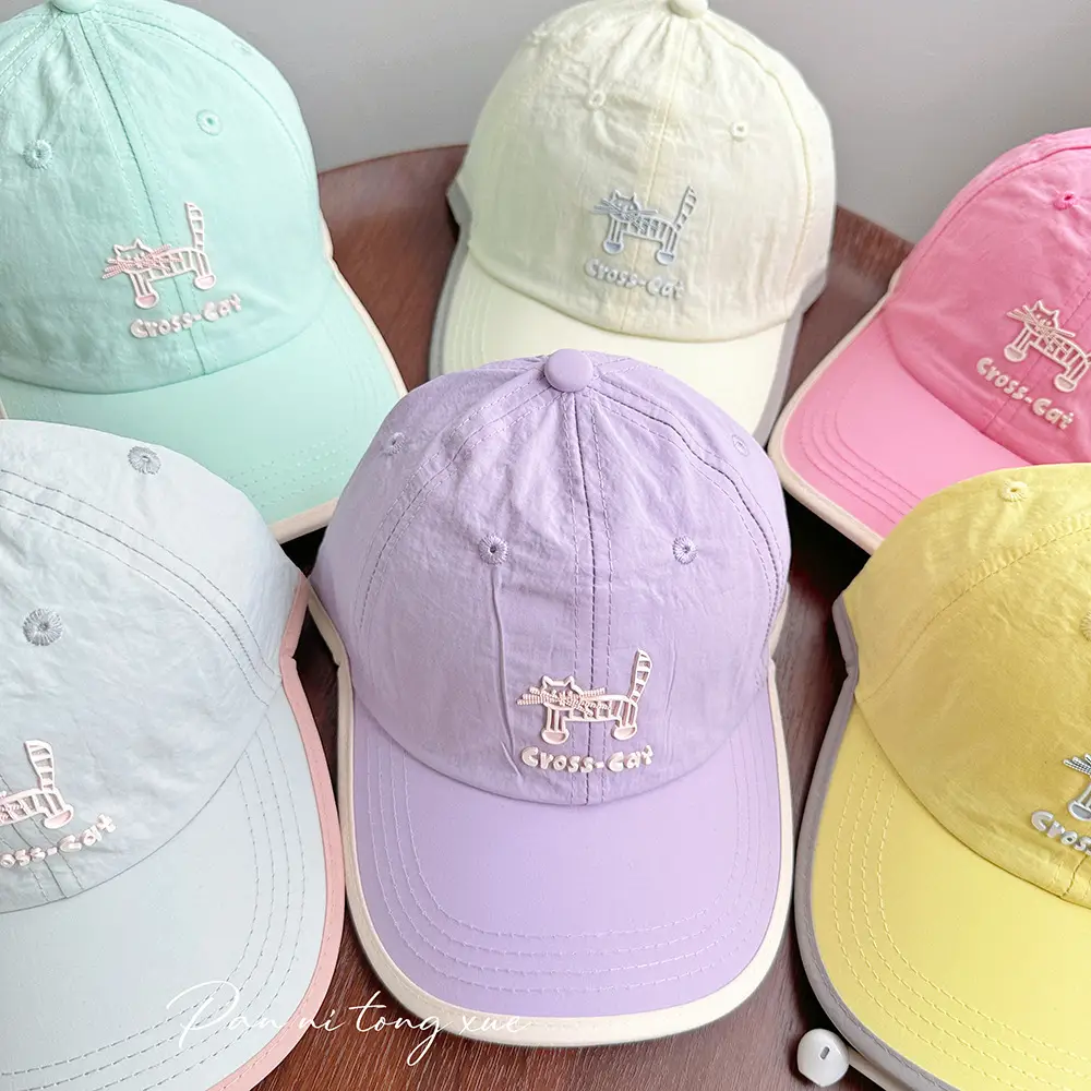 Girls Sun Hat Pink White Duck Print Cap — feature 29