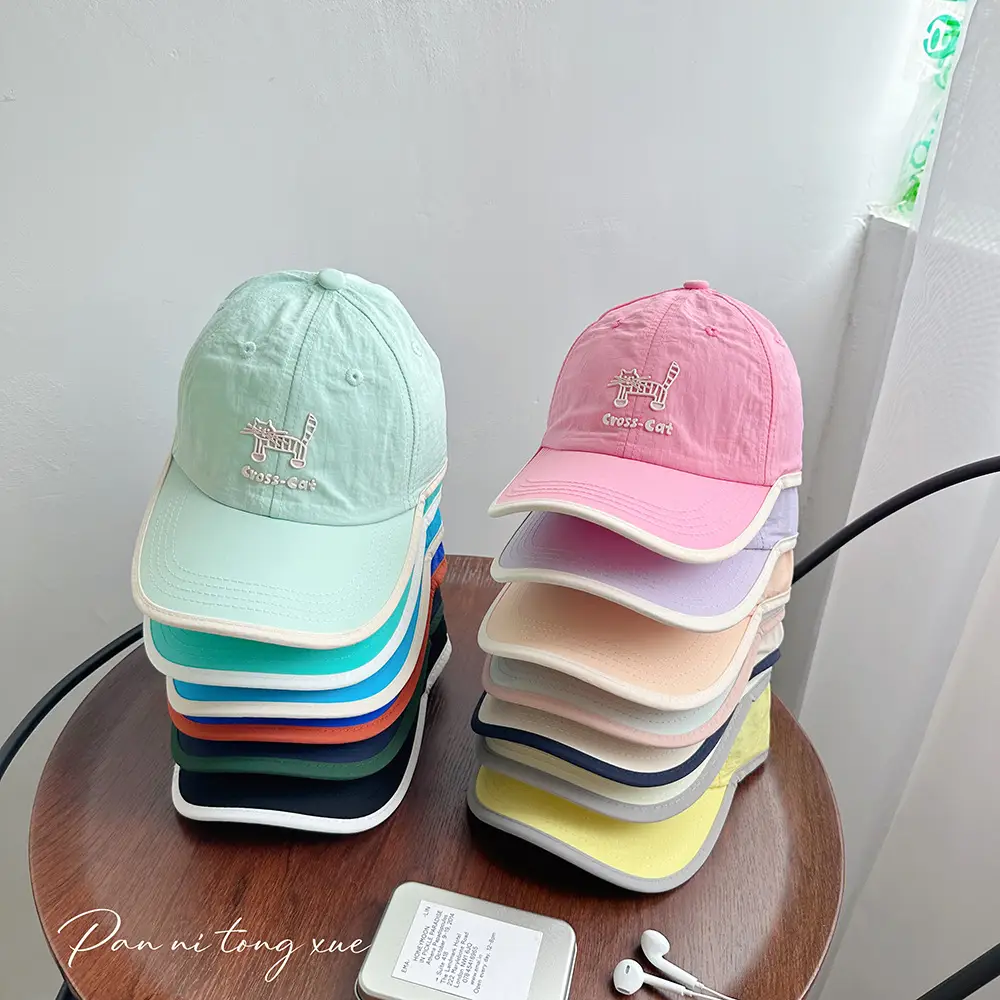 Girls Sun Hat Pink White Duck Print Cap — feature 31