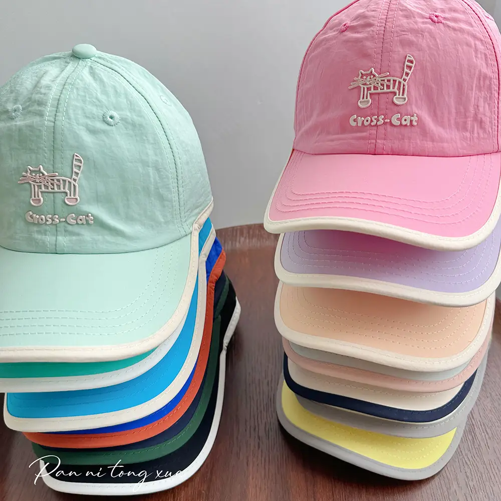 Girls Sun Hat Pink White Duck Print Cap — feature 32