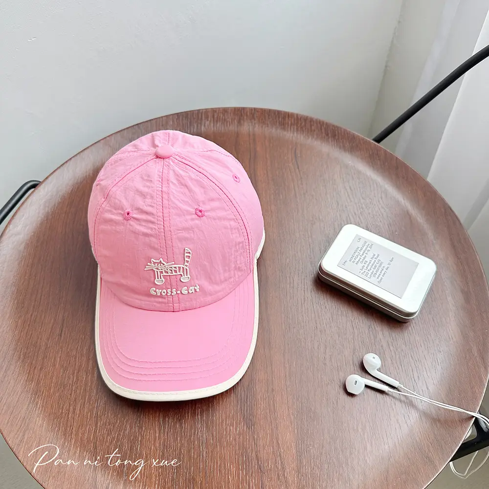 Girls Sun Hat Pink White Duck Print Cap — feature 35