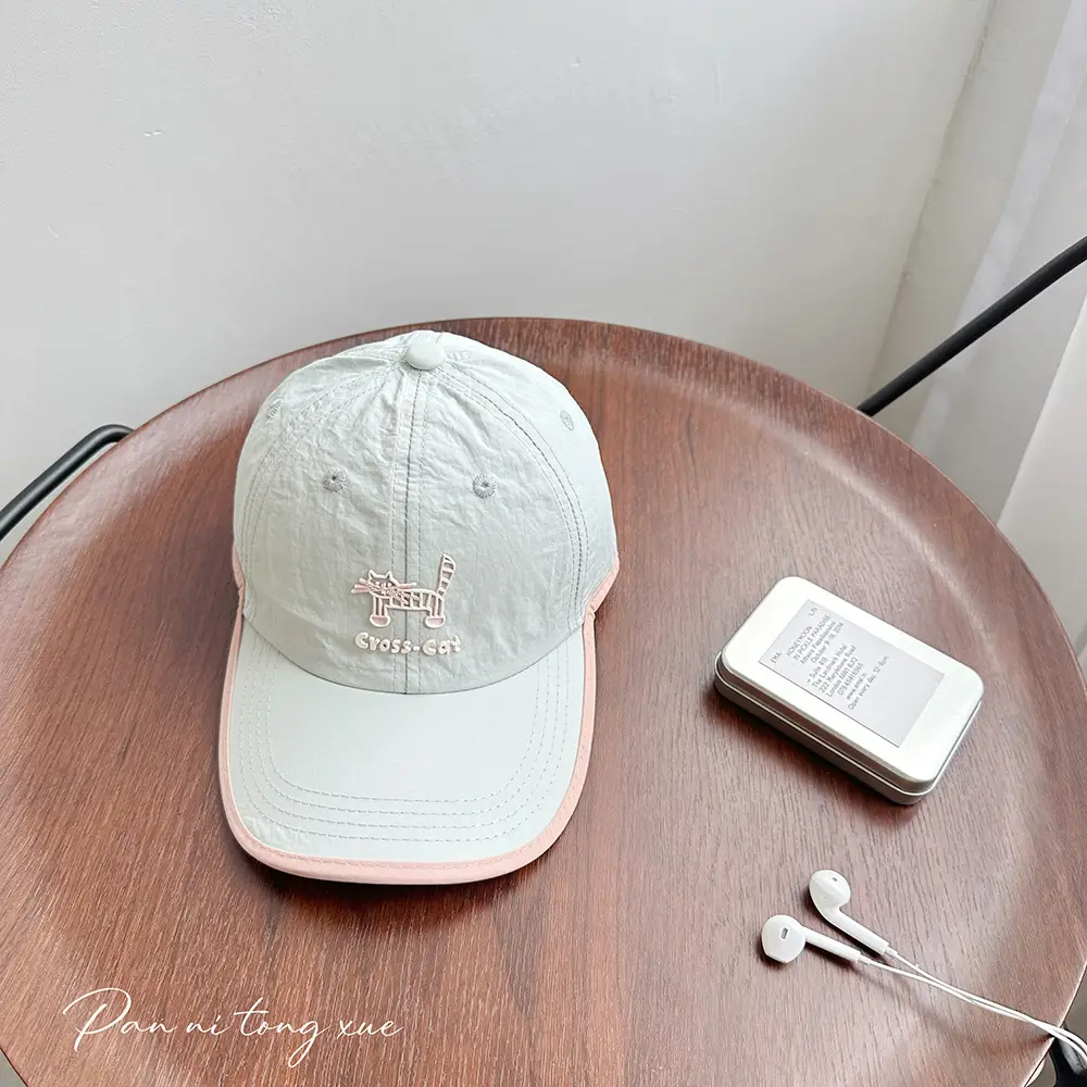 Girls Sun Hat Pink White Duck Print Cap — feature 41