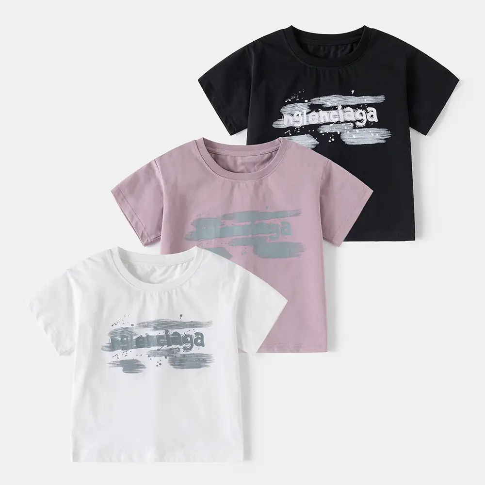 2025 Boys Summer Short Sleeve T-Shirt White - Image 4
