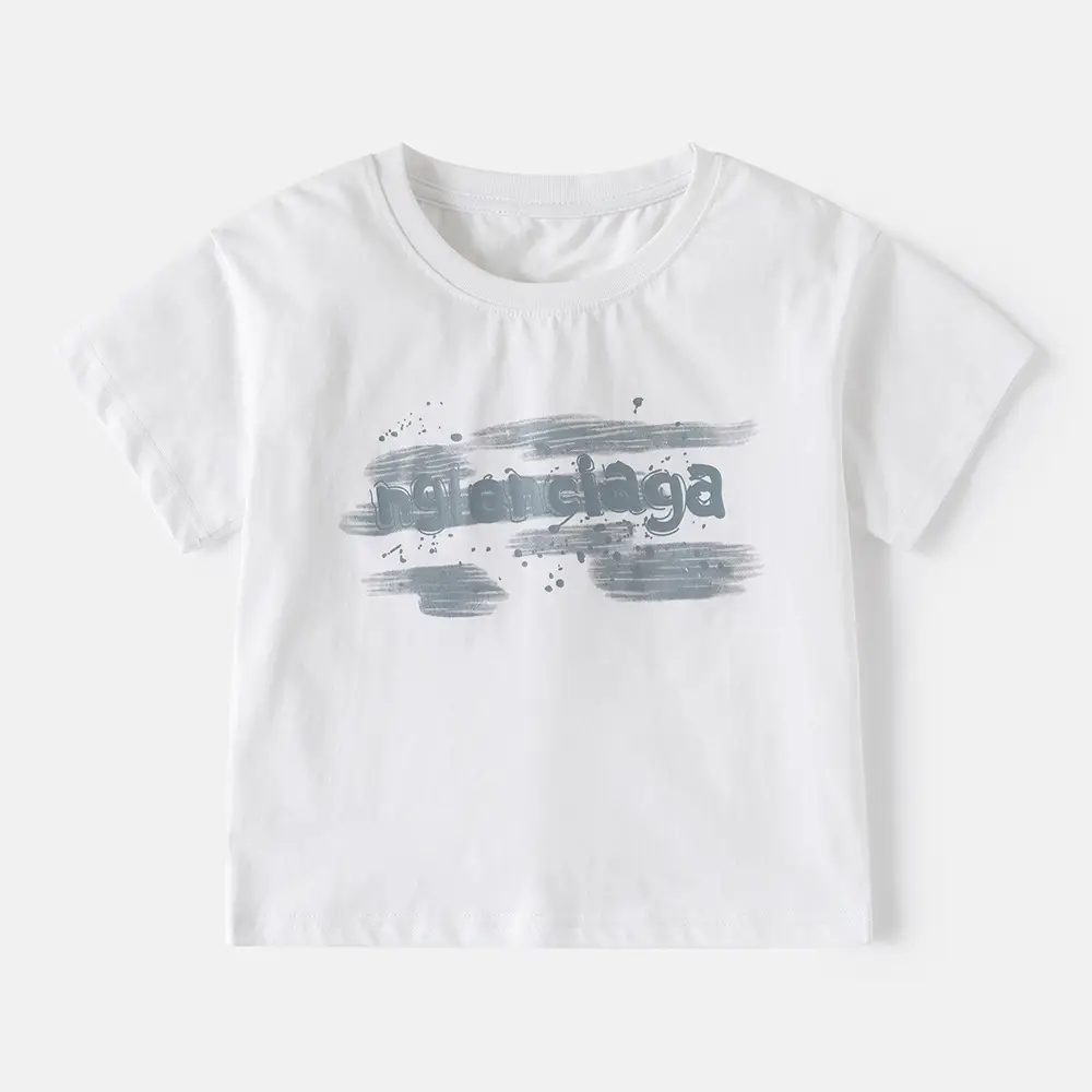 2025 Boys Summer Short Sleeve T-Shirt White - Image 5