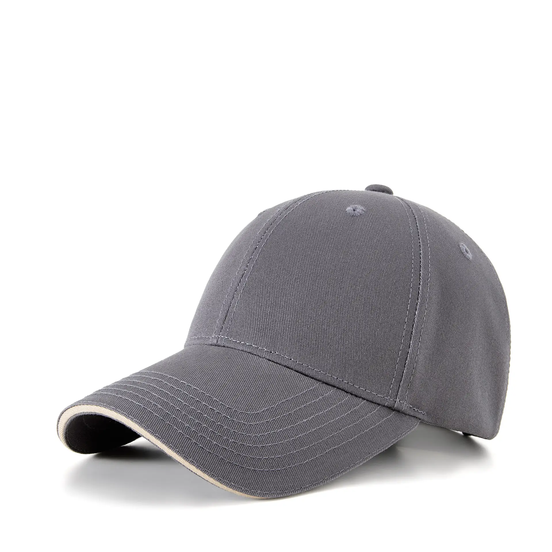 Men Grey Duckbill Baseball Cap Hard Top Breathable Cotton - Image 3