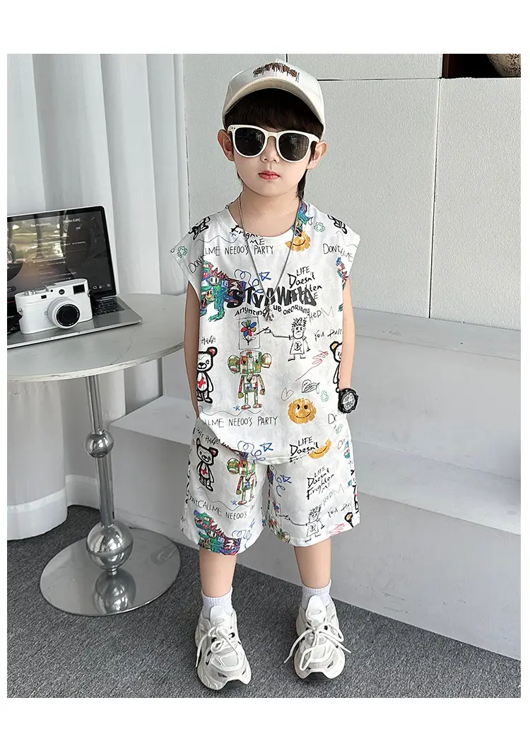 Cross-Border Boys Summer Cartoon T-Shirt Cargo Shorts Set â feature 10