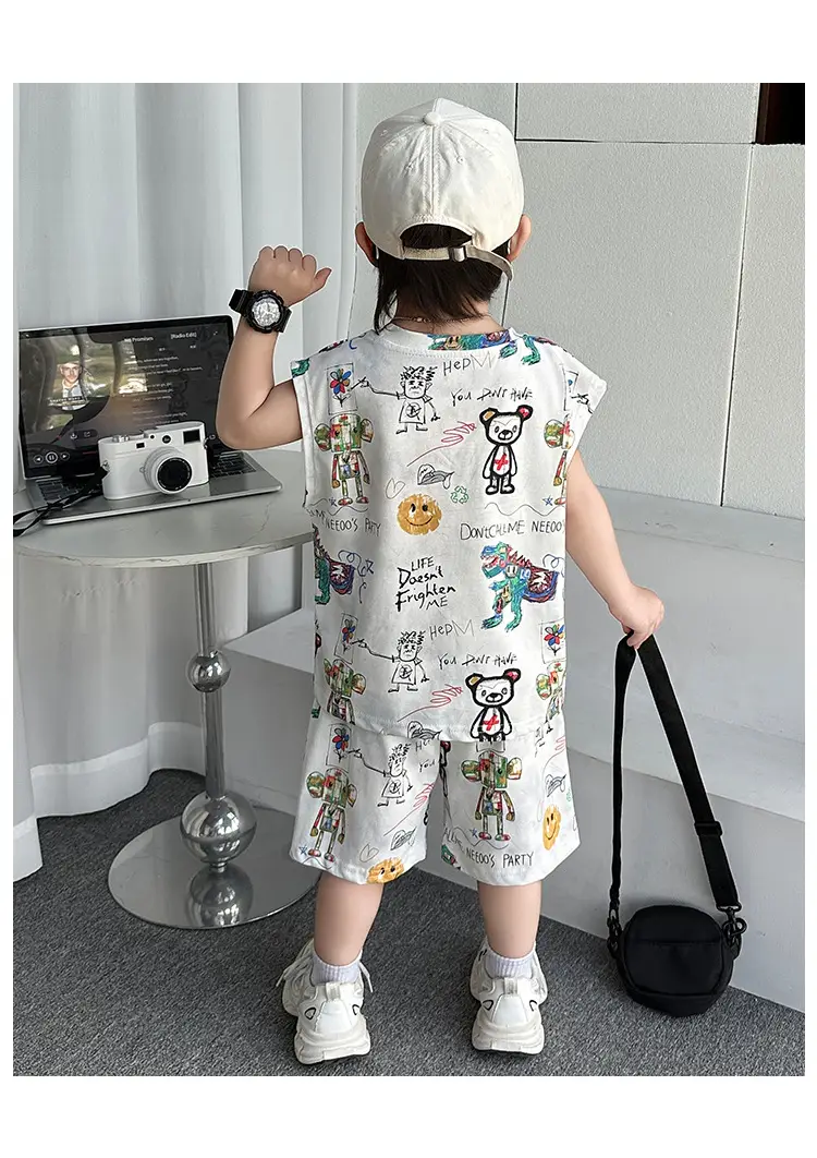 Cross-Border Boys Summer Cartoon T-Shirt Cargo Shorts Set â feature 16