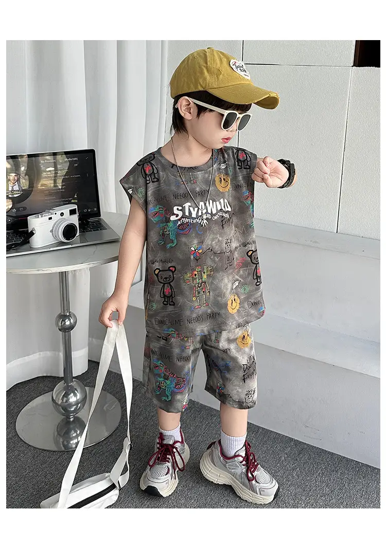 Cross-Border Boys Summer Cartoon T-Shirt Cargo Shorts Set â feature 18