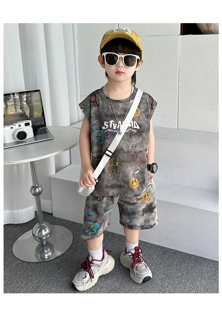 Cross-Border Boys Summer Cartoon T-Shirt Cargo Shorts Set â feature 20