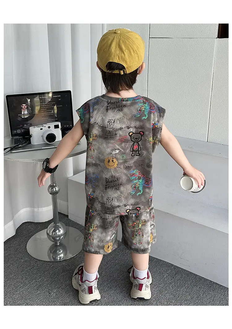 Cross-Border Boys Summer Cartoon T-Shirt Cargo Shorts Set â feature 24