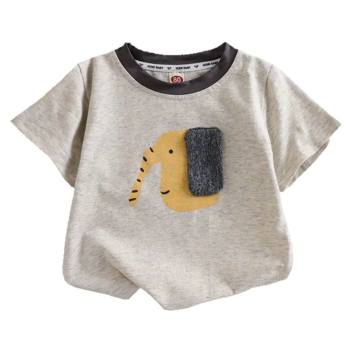 Kids Stretchy T-Shirt Gray Elephant Ears Summer Wear — feature 11