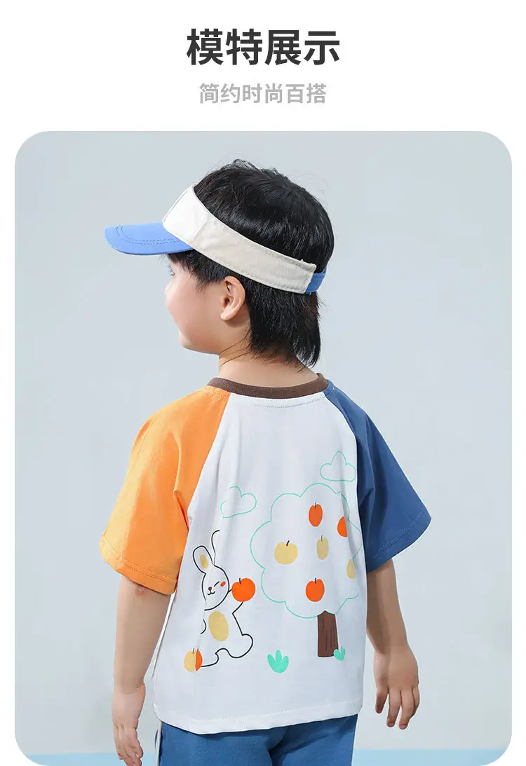 Kids Cartoon T-Shirt Blue White Summer Casual Top — feature 11