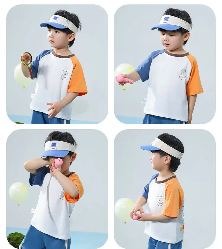 Kids Cartoon T-Shirt Blue White Summer Casual Top — feature 12