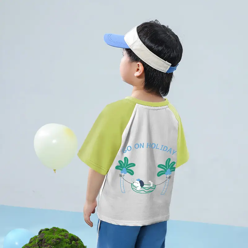 Kids Cartoon T-Shirt Blue White Summer Casual Top
