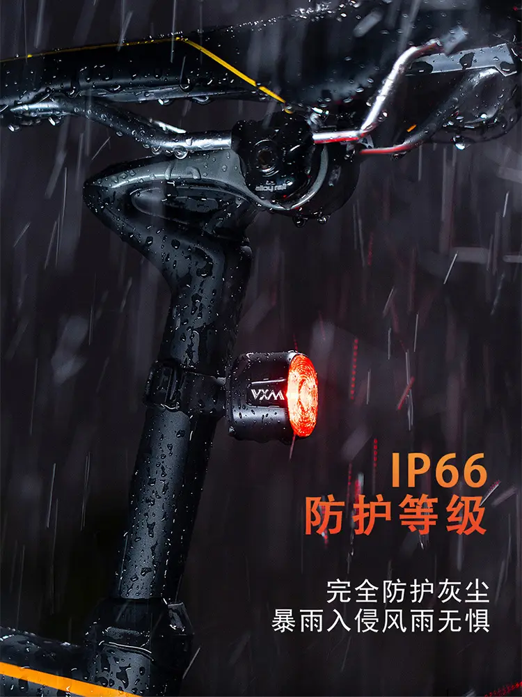 Bicycle intelligent sensor warning brake tail light mountain road bike color night riding USB charging warning light — feature 12
