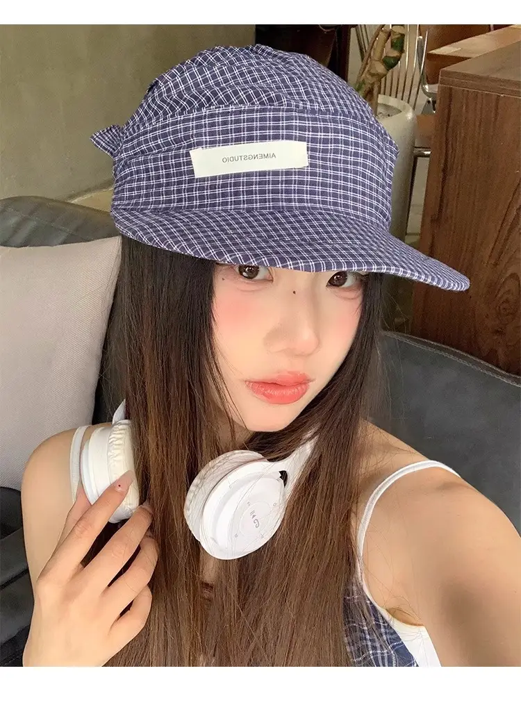 Japanese Style Plaid Duckling Tongue Hat for Women — feature 10