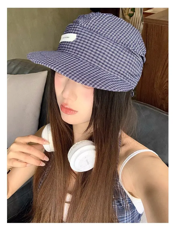Japanese Style Plaid Duckling Tongue Hat for Women — feature 11