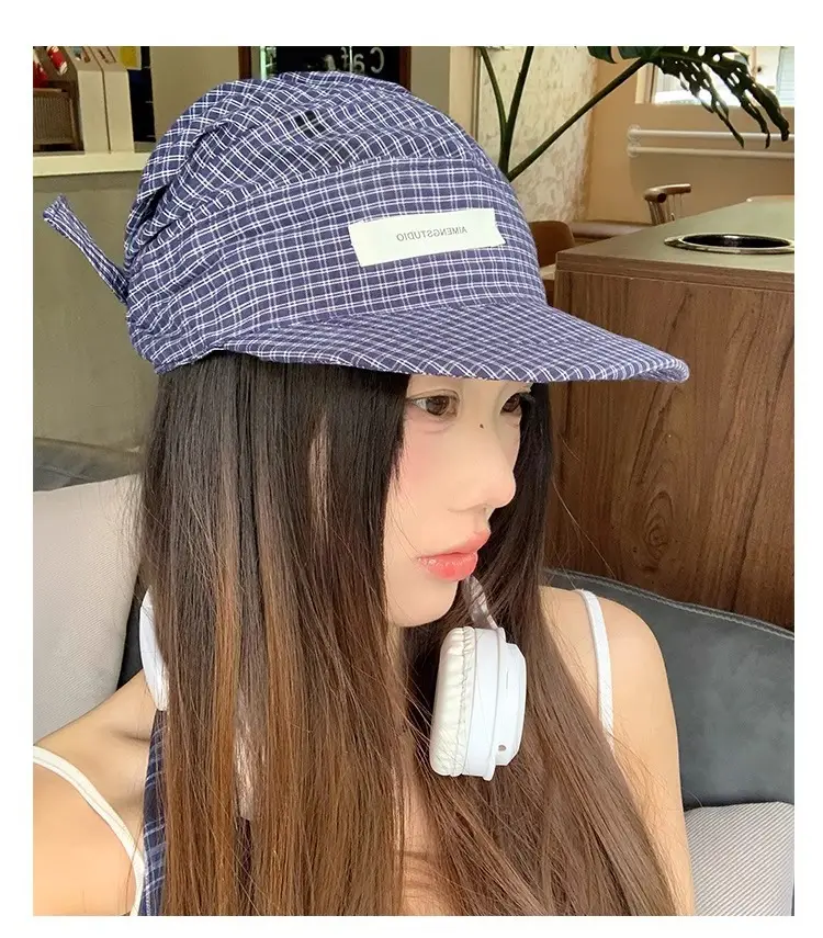 Japanese Style Plaid Duckling Tongue Hat for Women — feature 7