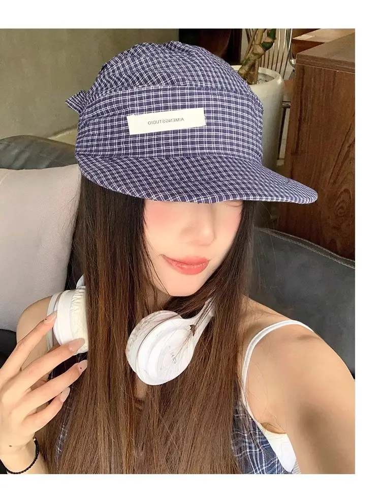 Japanese Style Plaid Duckling Tongue Hat for Women — feature 9