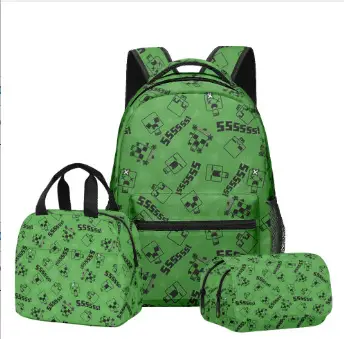 Hot-Selling Roblox Schoolbags for Primary and Secondary School Students, Lunch Bags, Double-Layer Pencil Cases, Three-Piece Set, Full-Print Casual Bags