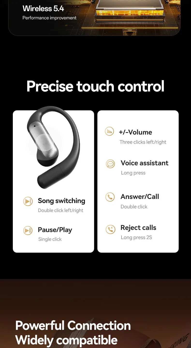 Ai Translation M127 Bluetooth Earphones Wireless Ear-Hook Type Bone Conduction Open Design Non-In-Ear Private Model Noise Reduction Bone Conduction — feature 12
