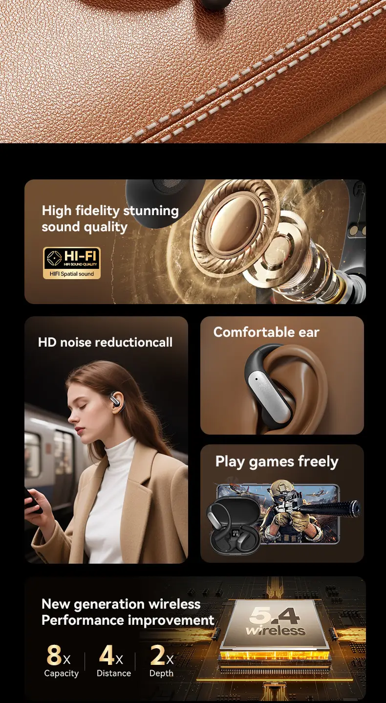 Ai Translation M127 Bluetooth Earphones Wireless Ear-Hook Type Bone Conduction Open Design Non-In-Ear Private Model Noise Reduction Bone Conduction — feature 3