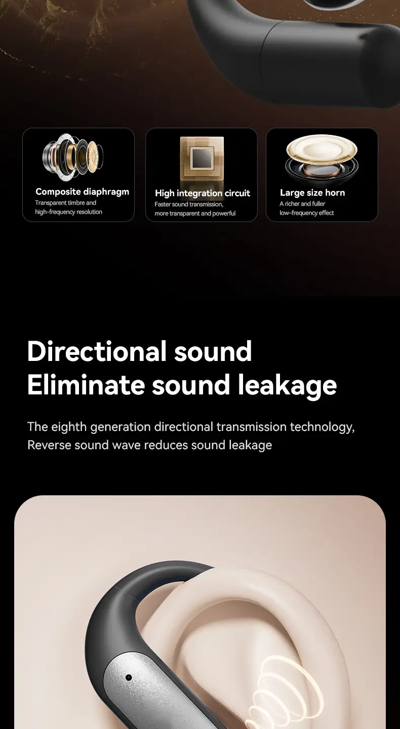 Ai Translation M127 Bluetooth Earphones Wireless Ear-Hook Type Bone Conduction Open Design Non-In-Ear Private Model Noise Reduction Bone Conduction — feature 7