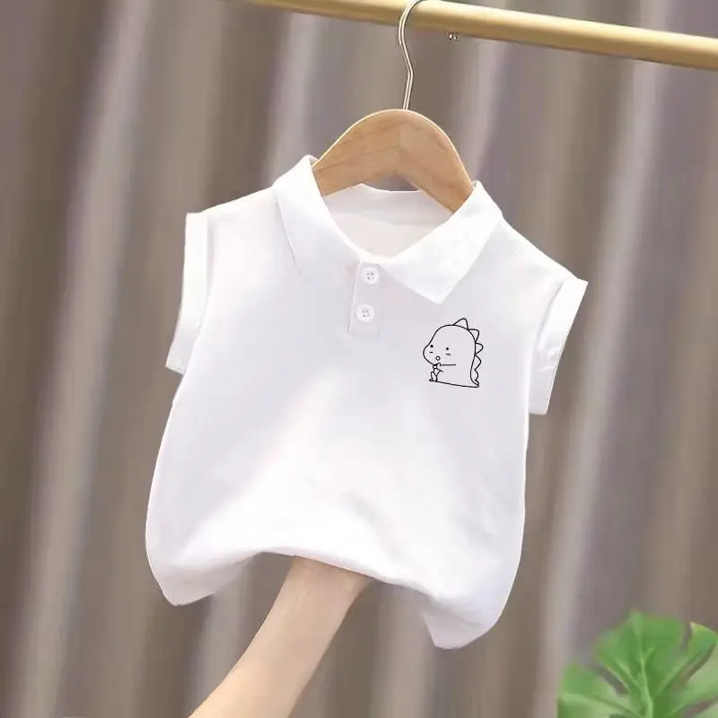 Baby Polo Shirt White Cotton Sleeveless New Style - Image 5