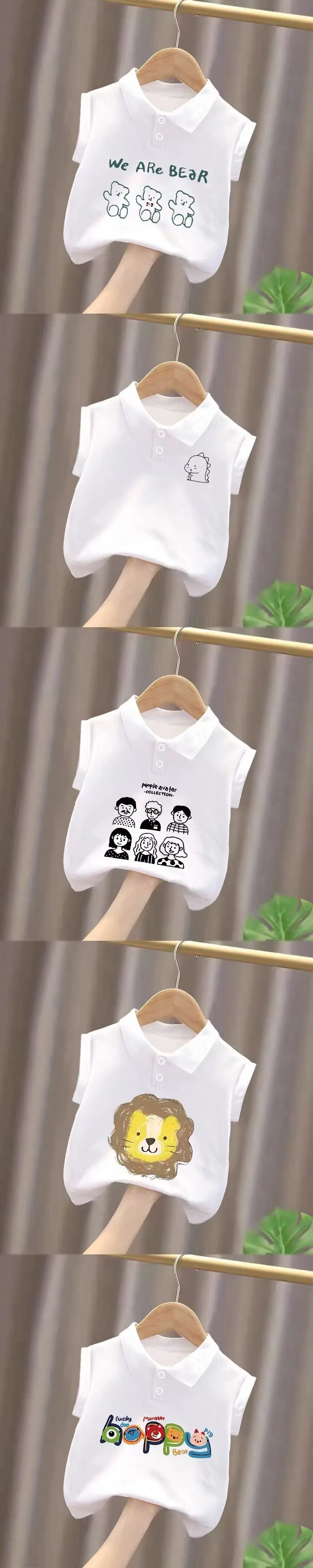 Baby Polo Shirt White Cotton Sleeveless New Style — feature 2