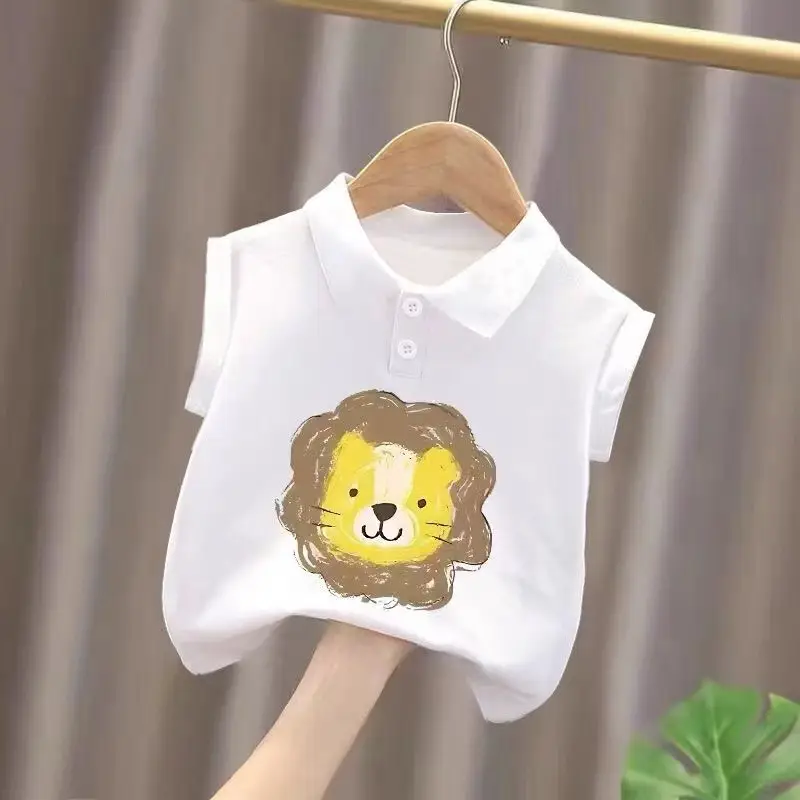 Baby Polo Shirt White Cotton Sleeveless New Style - Image 6