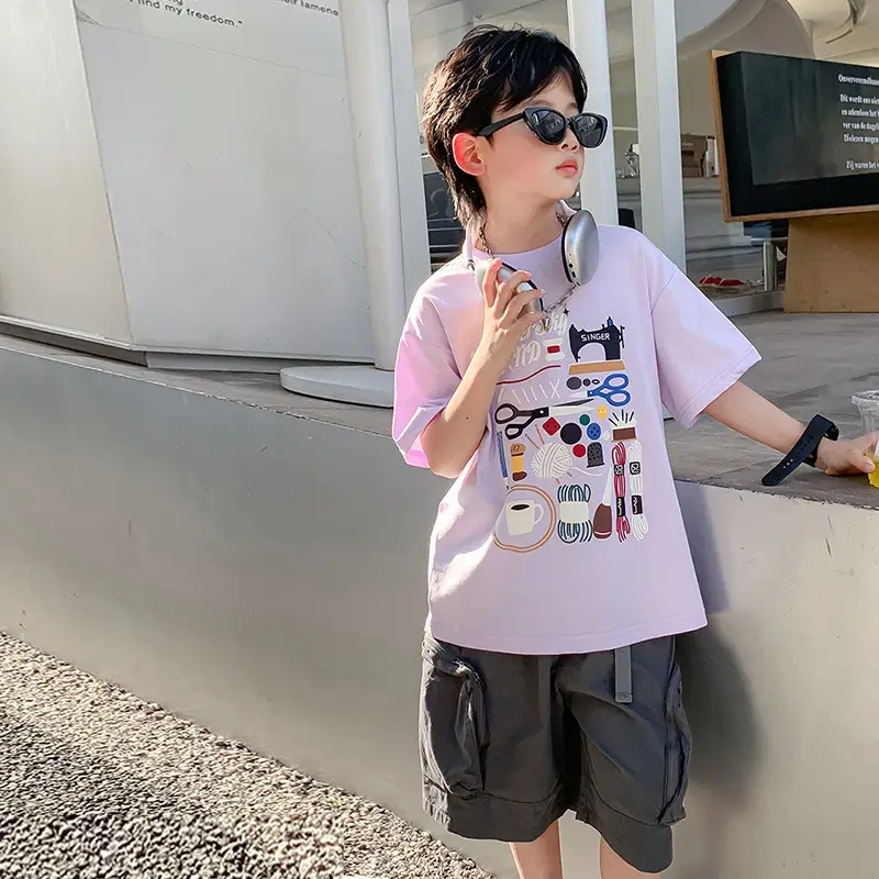 Trendy Boys Summer T-Shirt Cartoon Print Loose Fit - Image 3