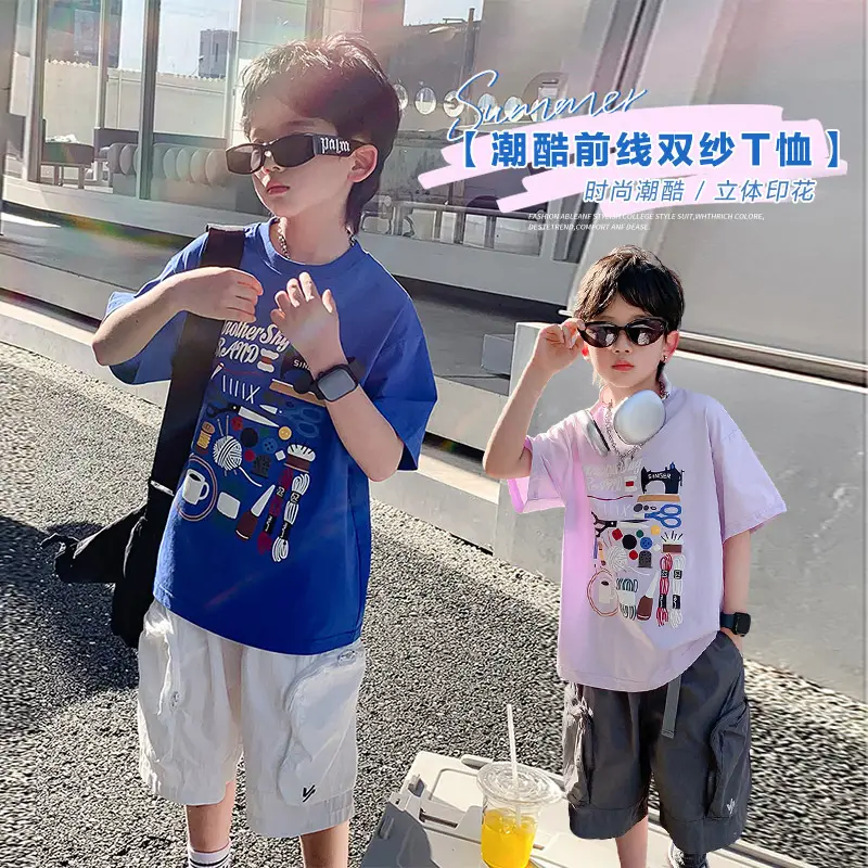 Trendy Boys Summer T-Shirt Cartoon Print Loose Fit - Image 5