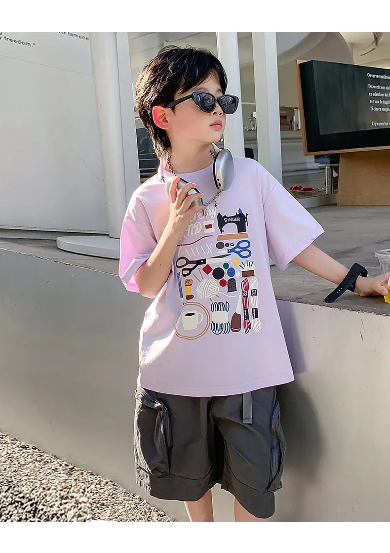 Trendy Boys Summer T-Shirt Cartoon Print Loose Fit — feature 22