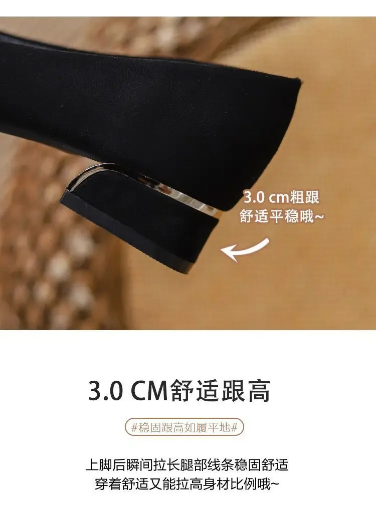 Thick-Heeled Women's Shoes for Summer 2026, New Spring and Autumn Style, Pointed Toe, Elegant Shallow Mouth, Black High-Heeled Shoes for Commuting, Mid-Heel Work Shoes — feature 4