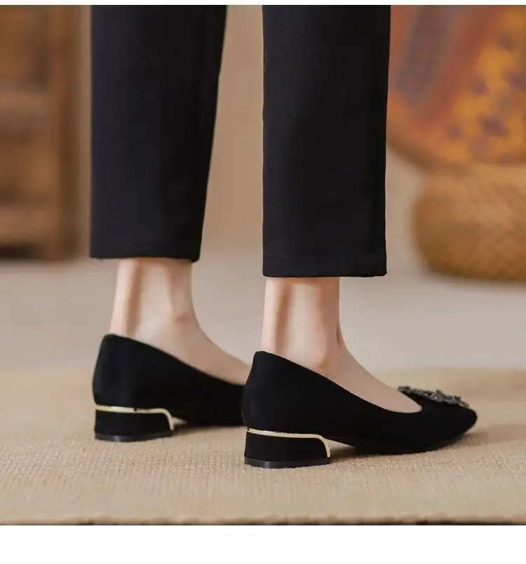 Thick-Heeled Women's Shoes for Summer 2026, New Spring and Autumn Style, Pointed Toe, Elegant Shallow Mouth, Black High-Heeled Shoes for Commuting, Mid-Heel Work Shoes — feature 7