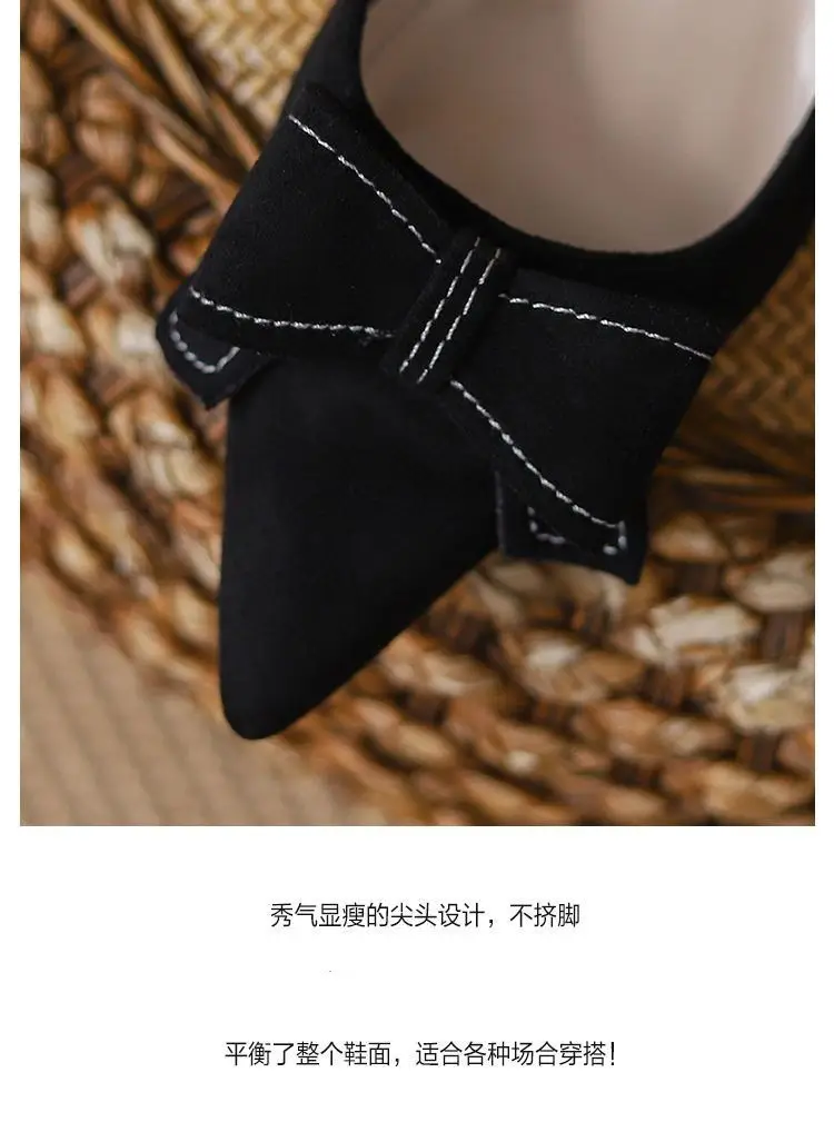 High-Heeled Shoes for Women, Stiletto Heels, 2026 Spring and Autumn New Style, French Mid-Heel, Pointed Toe, Black Bow, Commuting Professional Single Shoes for Women — feature 11