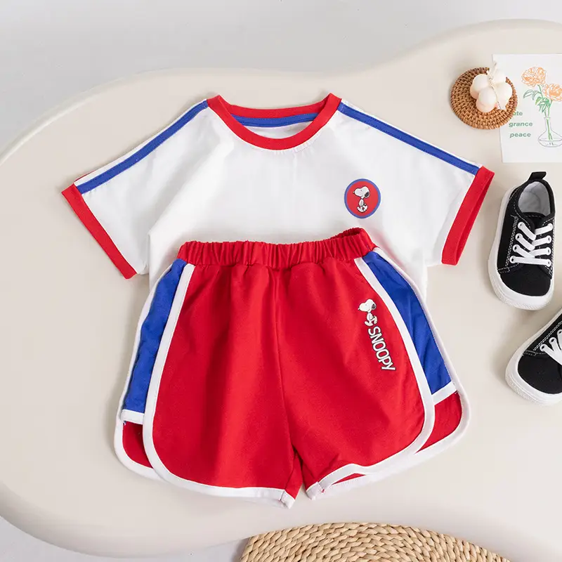 Children's Cotton Shorts Set Red Blue White Medium Small - Image 4