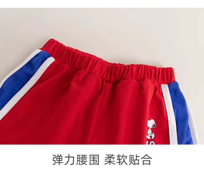 Children's Cotton Shorts Set Red Blue White Medium Small — feature 11