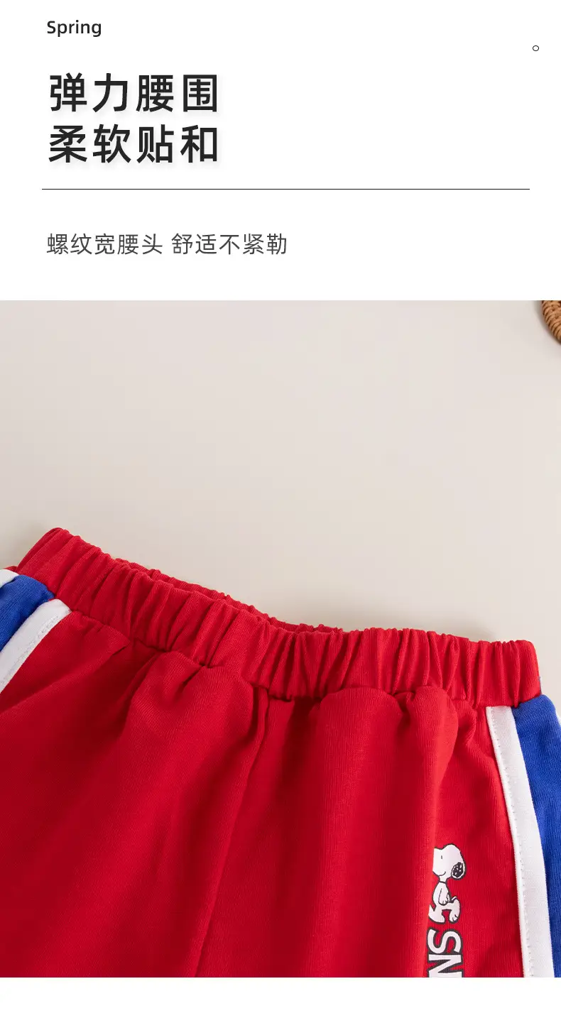 Children's Cotton Shorts Set Red Blue White Medium Small — feature 5