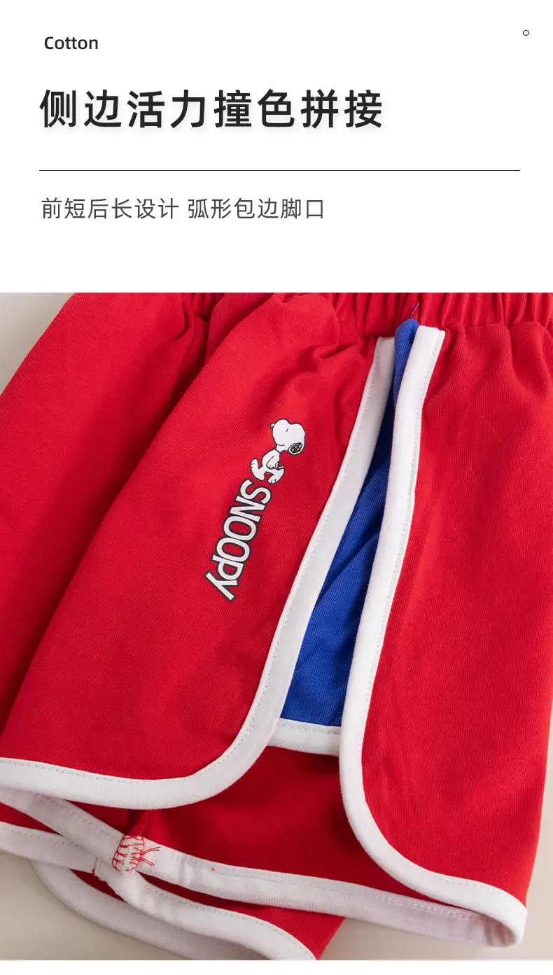 Children's Cotton Shorts Set Red Blue White Medium Small — feature 6