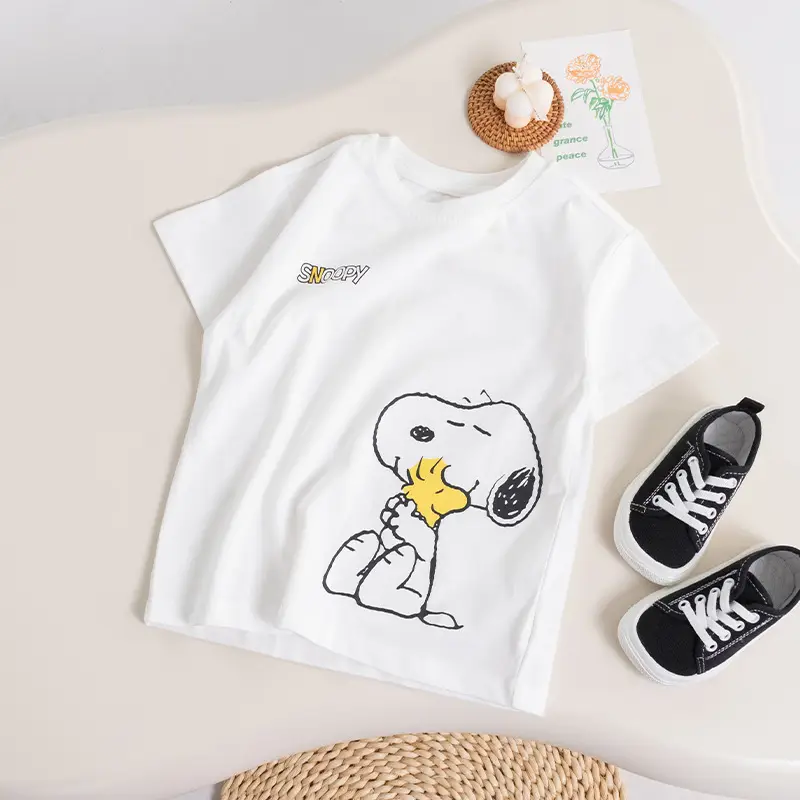 Boys Cotton Cartoon T-Shirt White Small Medium