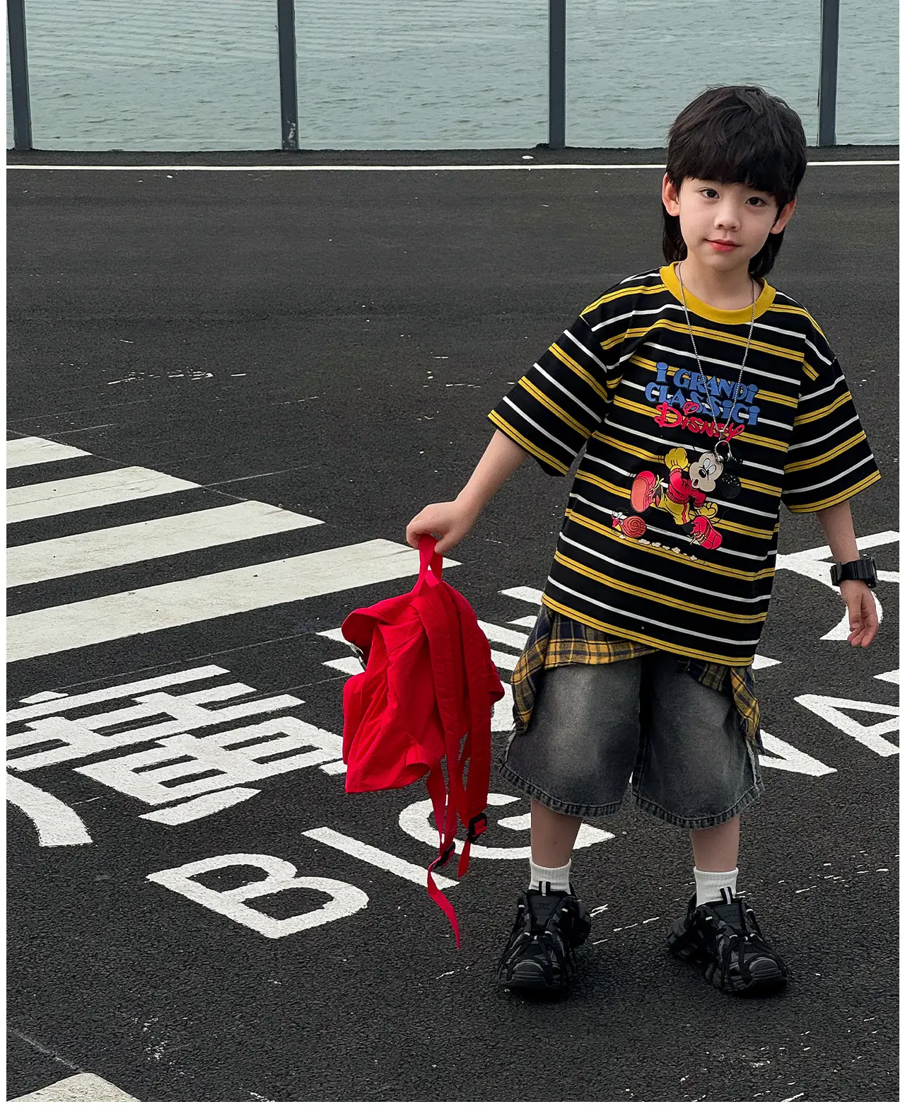 Naughty Rabbit 2025 Boy's Summer T-Shirt Cartoon Print Split Striped — feature 13